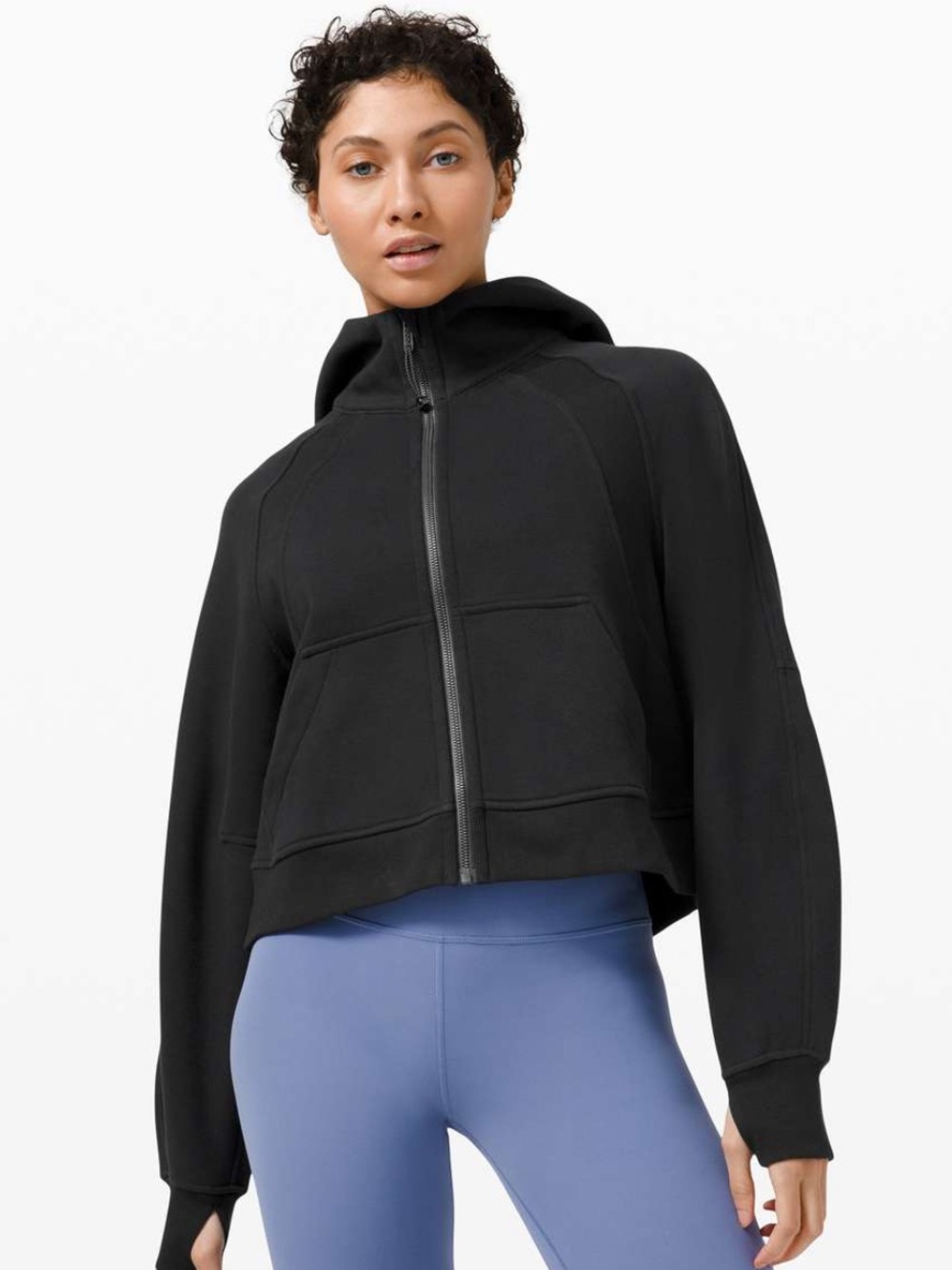 Lululemon Scuba Oversized Full Zip in Black size XS/Small waist crop hoodie